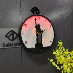 Reloj de Pared de Diseño de <span class=keywords><strong>Hierro</strong></span> de Lujo Art Deco Minimalista Moderno de 45 CM con Luz Nocturna LED para Decoración del Hogar, Dropshipping DDP - Product Image 4