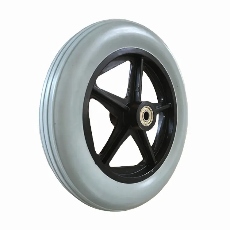 8 inch flat free PU foam wheelchair front wheel