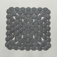Tapis de bain carré en PVC YIJU à motif solide, antidérapant avec ventouses puissantes pour douche, toilettes et porte