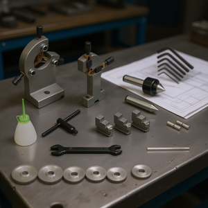 Juego de mandriles para torno paralelo Fervi 0506 con engranajes y herramientas para mecanizado de precisión - Product Image 3