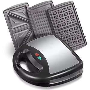 Machine à sandwichs grillés 2 tranches, gaufrier et <span class=keywords><strong>presse</strong></span> à <span class=keywords><strong>panini</strong></span> avec 3 plaques de cuisson antiadhésives compatibles lave-vaisselle - Product Image 3