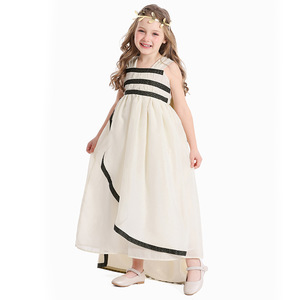 Elegante Conjunto de Vestidos Griegos para Madre e <span class=keywords><strong>Hija</strong></span>, Color Marfil con Ribete Negro, Vestidos de Princesa, Trajes Familiares a Juego para Bodas, Vestido de Dama de Honor - Product Image 6