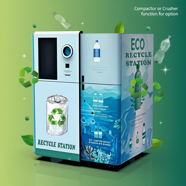 AI Reverse Vending Machine | 24/7 Smart Recycling Bottles Cans SDK Enabled Cloud-Based Management LCD Touchscreen Digital