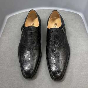 Chaussures habillées classiques en cuir véritable XuanWu 2026 pour hommes, motif graffiti, à enfiler, tendance automne, gaufrage élégant - Product Image 6
