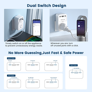 吉里耶图亚智能电源插头WiFi 65W GaN快速充电器，带快速充电USB a型C端口美国插座 - Product Image 3