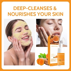 Nettoyant au Curcuma Anti-Acné, Contrôle du Sébum, Éliminateur de Points Noirs, Nettoyant Visage Éclaircissant et Rajeunissant, Mousse Nettoyante pour le Visage - Product Image 5