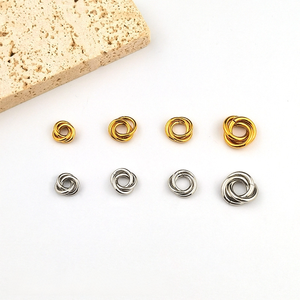 Triple Knot <b>Spacer</b> Ring | 18K PVD Stainless Steel Interlocking Circle Bead Connector for DIY Bracelet Jewelry Making - Product Image 1