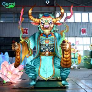 GECAI all'aperto grande lanterna cinese 12 segni zodiacali cinesi <span class=keywords><strong>toro</strong></span> demone re lanterna - Product Image 2