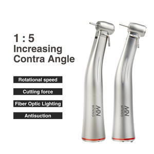 Minno Pieza de mano dental de alta velocidad, turbina curva de acero inoxidable plateada, 180g, canal de agua externo - Product Image 2