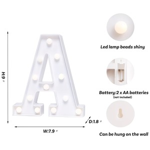 Lettres lumineuses LED alimentées par piles, étanches IP44, à fixer au mur, pour la maison, les fêtes, les mariages, les festivals, les décorations de Noël - Product Image 2