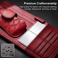 Organisateur de pare-soleil de voiture, pochette de rangement multi-poches pour lunettes de soleil, cartes, stylos, documents, en cuir imperméable pour voiture