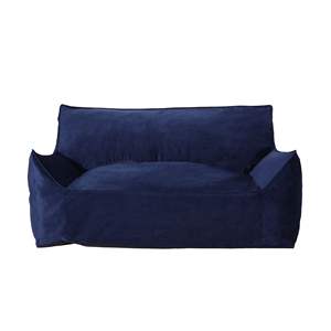 DB Fila Velveteen <b>Navy</b> <b>Blue</b> 2-Seater Oversized Bean Bag <b>Chair</b> with Convertible Armrests Foam-Filled Living Room Furniture - Product Image 2
