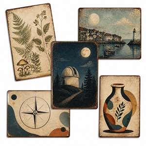 Affiche Métallique Rétro en Étain : <span class=keywords><strong>Phare</strong></span>, Vague Océanique, Paysage Marin – Décoration Murale pour Maison de Plage et <span class=keywords><strong>Café</strong></span>-Bar - Product Image 1