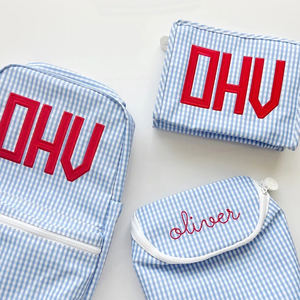 Mochila informal de guinga personalizada de lujo, bolsa de maquillaje a juego, mochila de nailon con monograma para niños, mochila escolar, mochila para exteriores - Product Image 2