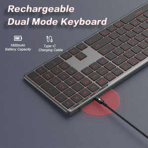 JOMAA Aluminum Alloy Ergonomic keyboard Full Size Dual Mode RGB Wireless Keyboard USB-C Rechargeable for Laptop/<b>Tablet</b> - Product Image 3