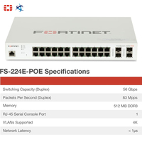 Commutateur géré FortiSwitch 224E PoE 24 ports Gigabit Ethernet L2 L3 avec 12 ports PoE Plus Contrôle d'accès au réseau