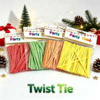 Attaches métalliques colorées de 10 cm, 100 pièces/sac, étiquetées, en fil métallique, pour emballage cadeau de Noël et boîtes de fête