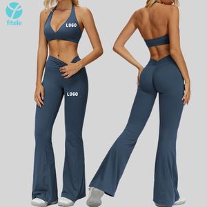 مخصص 2 قطعة عالية مخصر مشتعل Activewear بيلاتيس اليوغا اللياقة البدنية صالة الألعاب الرياضية ملابس تجريب مجموعات للنساء - Product Image 1