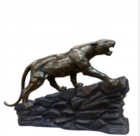 Figurine de panthère en bronze faite à la main, sculpture d'animal sauvage Art Déco, statue de prédateur en métal moulé, 5 mm, cadeau pour la maison/l'hôtel/le bureau