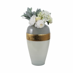 Vaso in vetro con fascia dorata, vaso decorativo per fiori, per soggiorno, decorazione per la casa - Product Image 2