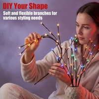 Guirlande lumineuse à 20 LED en forme de branche de saule, alimentée par piles, blanc chaud, pour la maison, les fêtes, Noël, les mariages, la décoration intérieure, la chambre, la table, le vase