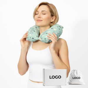 Подушка для путешествий с капюшоном из пены с эффектом памяти, U-образная, для самолета, с высокой поддержкой, портативная, с индивидуальным логотипом от собственного производителя - Product Image 1