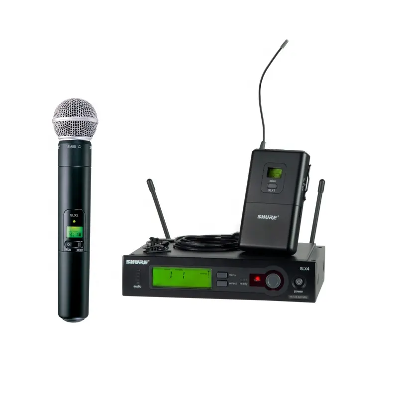 Mikrofon Nirkabel UHF Profesional, Mikrofon Genggam BETA58 SM 58 dan Mikrofon Bodypack Sistem Nirkabel SLX24