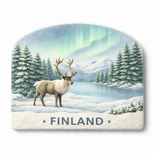 Aimant de réfrigérateur en résine WeiVista, renne finlandais, aurore boréale, cadeau personnalisé en gros pour collection de souvenirs d'hiver arctique - Product Image 1
