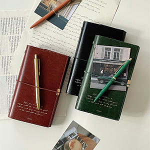 Premium özel Logo Vintage PU deri A6 yüzük ciltli defter gezgin dergiler planlayıcısı süslü hediye kutusu kişiselleştirilmiş günlüğü - Product Image 1