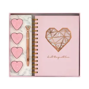 Personal isierte rosa Hardcover benutzer definierte Druck A5 Spiral Diary Journal Notizbücher mit anpassbaren und Stift Geschenkset