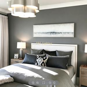 Lustre ovale géométrique multi-couches en acier inoxydable, lampe suspendue vintage à chaîne argentée, LED avec télécommande, hauteur réglable - Product Image 6