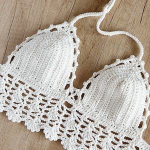 Haut de bikini bohème personnalisé à franges, crocheté, sexy, fait main, tricoté, maillot de bain fitness, tenue de plage, avec décoration en strass pour femme - Product Image 3