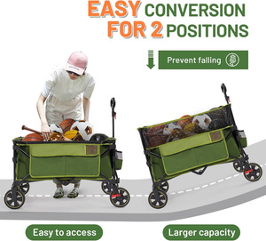 Groene 350L opvouwbare campingwagen met gaasopbergruimte - duurzaam, ruim voor buitenkamperen, gezinsuitjes, winkelen (OEM beschikbaar) - Product Image 3