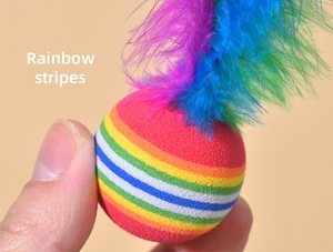 Tüy kedi oyuncak Pet ürünleri ile EVA köpük topu kedi gökkuşağı tüy topu oyuncak - Product Image 3