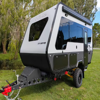 Caravane tout-terrain de 24 pieds avec une chambre, cuisine extérieure et salle de bain, en acier, idéale pour le camping, à vendre