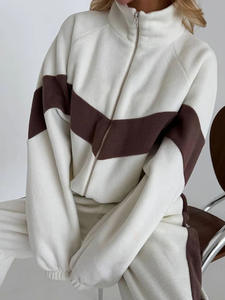 Европейско-американский повседневный спортивный костюм для женщин: брюки с эластичным поясом и кардиган, комплект из двух предметов, винтажный стиль, с капюшоном, осенний - Product Image 6