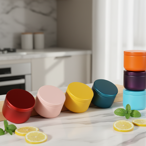 กล่องดีบุกทรงกลมขนาดเล็ก 55*สูง43มม. 50มล. สำหรับใส่ชา เทียน หรืออาหาร พร้อมฝาปิด สำหรับบรรจุภัณฑ์โลหะ แบบกำหนดเองสำหรับคริสต์มาส - Product Image 5