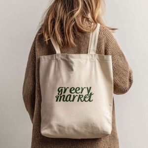 Custom Reusable White Canvas Tote <b>Bag</b> Hand-Held and Shoulder Cotton Grocery Shopping Cloth <b>Bag</b> - Product Image 2
