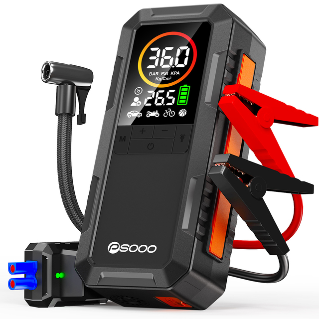 New 8000amp 25mm Dual Cylinder Air Compressor Smart Car 12v Battery Booster 10000mah Tire Inflator Pump Power Bank Jump Starter