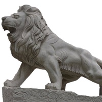 Statue de lion en pierre sculptée à la main, décoration de jardin, sculpture en pierre pour l'extérieur