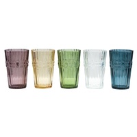 Vintage paarsblauwe creatieve glazen tumbler met bloemenpatroon en edelsteen reliëf, voedselveilig, vaatwasserbestendig, voor thuisgebruik, feestjes en bruiloften