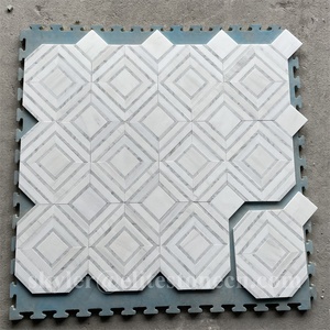 Carrelage de mosaïque de <span class=keywords><strong>géométrie</strong></span> Carlyle Carrelage carré en marbre blanc de Carrare aiguisé - Product Image 5