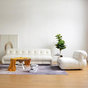 ATUNUS salon style italien 3 places Soriana canape grandes dents en acier laine dagneau hippopotame rétro tissu salon canape - Product Image 2