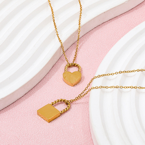 Collar de Acero Inoxidable con Colgante de Corazón y Cuerda, Diseño Creativo y Moderno, Chapado en Oro de 18K PVD, Venta al Por Mayor Danshu, para Mujer - Product Image 6
