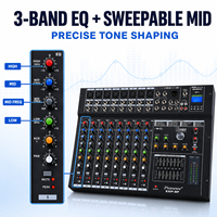 Console de mixage amplifiée 8 canaux EMP-8P avec égaliseur graphique 7 bandes, USB, Bluetooth, alimentation fantôme 48V pour performances sonores en direct, scène et DJ