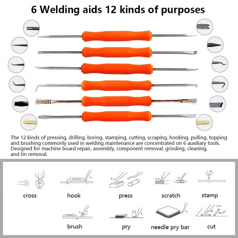 High Quality 6 in 1 Desoldering Aid Tools Set PCB Board Soldering or Repair assistive Auxiliary welding