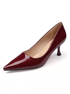 Escarpins pour femmes en cuir verni blanc bordeaux à bout pointu, à enfiler, avec talon mi-haut évasé, pour mariage, soirée, bureau, shopping - Product Image 5