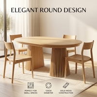 Table à manger ronde extensible au design moderne, fabriquée directement par le fabricant, en bois MDF avec plateau à lattes, pour l'ameublement de la maison