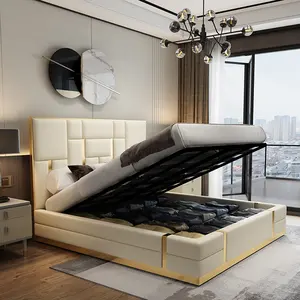 Стильная деревянная рама в американском стиле, большая кровать, рама для хранения, OEM ODM поставщик, гостиничная кровать
