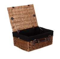 Panier de pique-nique artisanal en saule avec poignée en similicuir, boucles de ceinture, doublure en tissu, valise tressée, panier cadeau, rangement extérieur